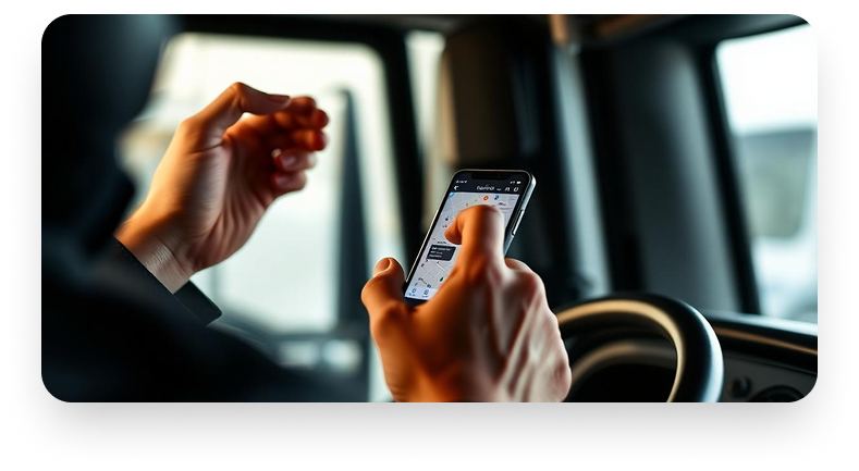 Conductor usando la app RutaCarga
